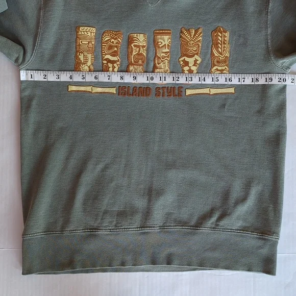 Fargo Clothing Island Style Crew Neck Sweatshirt MEDIUM Green Raised Accents - Picture 11 of 13